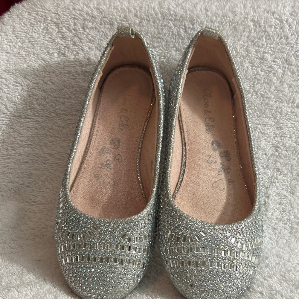 Kids Silver Glitter Ballet Flats